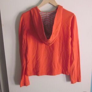 Faconnable Vintage Womens Size S Orange Knit Hooded Pullover Summer Sweater Top